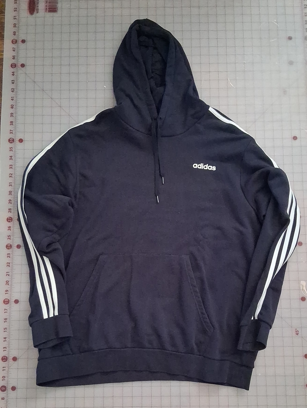 adidas Men's Navy Hoodie with Signature 3-Stripes 2XL